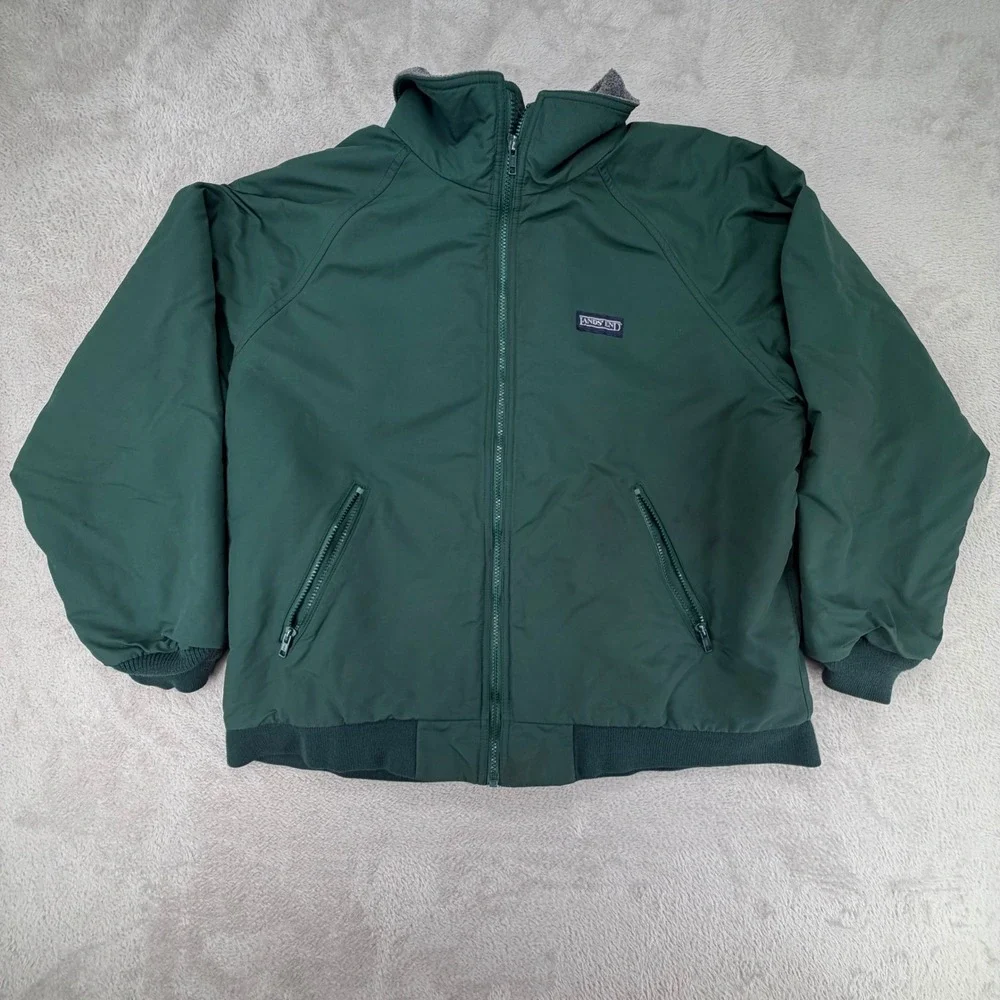 Vintage Lands End Mens Squall Jacket Large Green Preowned Fleece Lined
